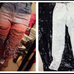 Distressed denim upscale jeans